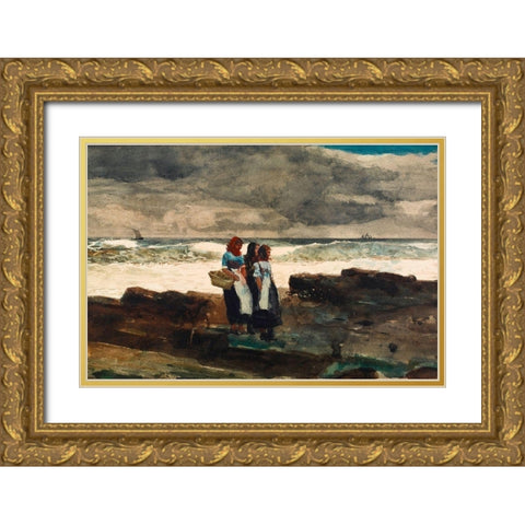 Sun and Clouds Gold Ornate Wood Framed Art Print with Double Matting by Homer, Winslow