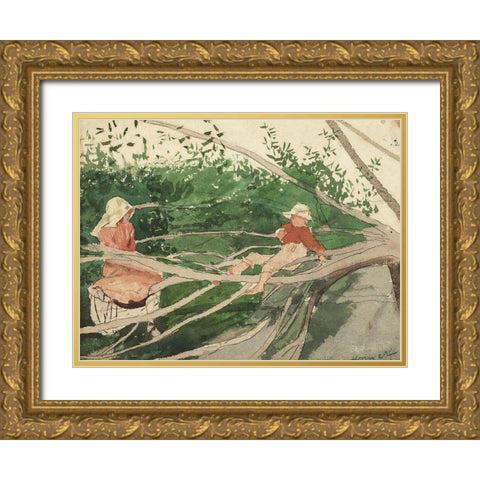 Out on a Limb Gold Ornate Wood Framed Art Print with Double Matting by Homer, Winslow