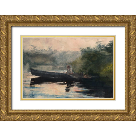 The End of the Day, Adirondacks Gold Ornate Wood Framed Art Print with Double Matting by Homer, Winslow