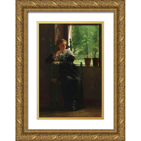 At the Window Gold Ornate Wood Framed Art Print with Double Matting by Homer, Winslow