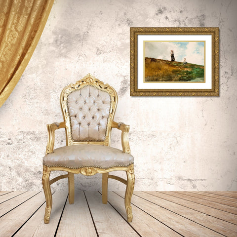 Watching from the Cliffs Gold Ornate Wood Framed Art Print with Double Matting by Homer, Winslow