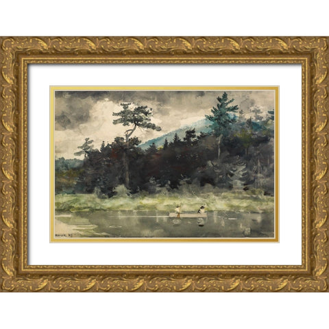 A Fishermans Day Gold Ornate Wood Framed Art Print with Double Matting by Homer, Winslow