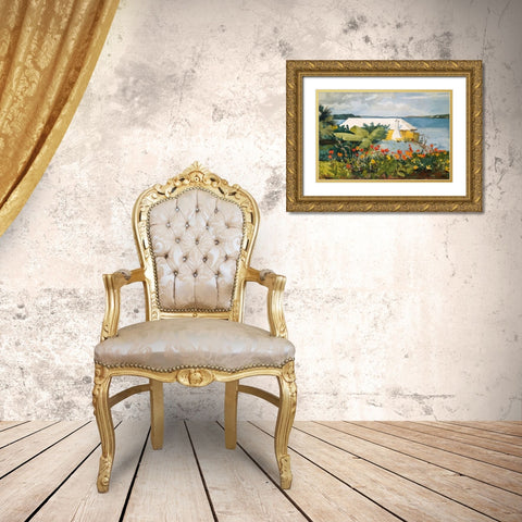 Flower Garden and Bungalow, Bermuda Gold Ornate Wood Framed Art Print with Double Matting by Homer, Winslow