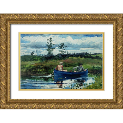 The Blue Boat Gold Ornate Wood Framed Art Print with Double Matting by Homer, Winslow
