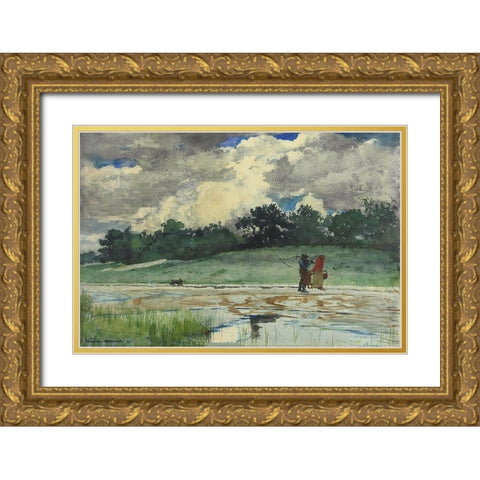 After the Rain, Prouts Neck Gold Ornate Wood Framed Art Print with Double Matting by Homer, Winslow