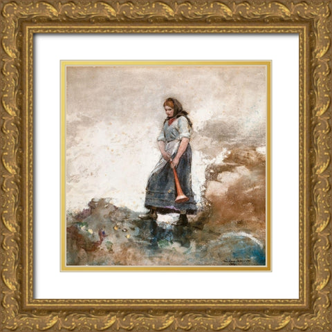 Daughter of the Coast Guard Gold Ornate Wood Framed Art Print with Double Matting by Homer, Winslow
