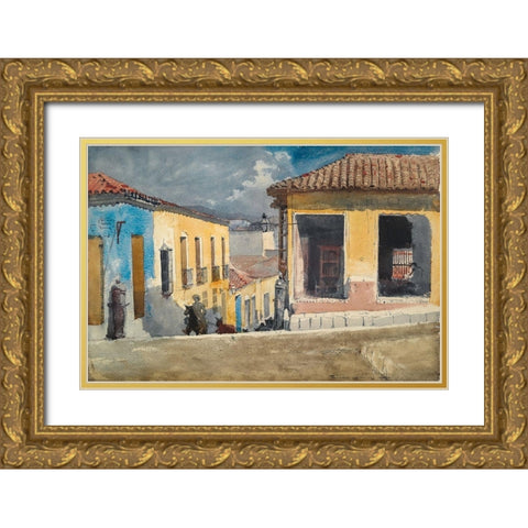 Santiago de Cuba, Street Scene Gold Ornate Wood Framed Art Print with Double Matting by Homer, Winslow