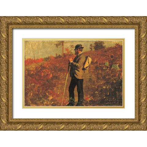 Man with a Knapsack Gold Ornate Wood Framed Art Print with Double Matting by Homer, Winslow