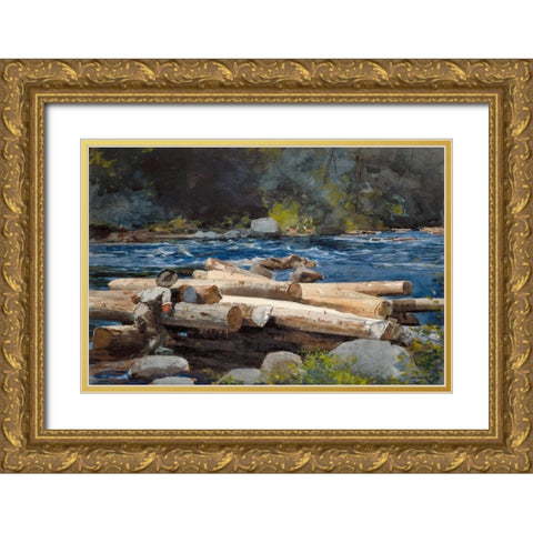 Hudson River Gold Ornate Wood Framed Art Print with Double Matting by Homer, Winslow