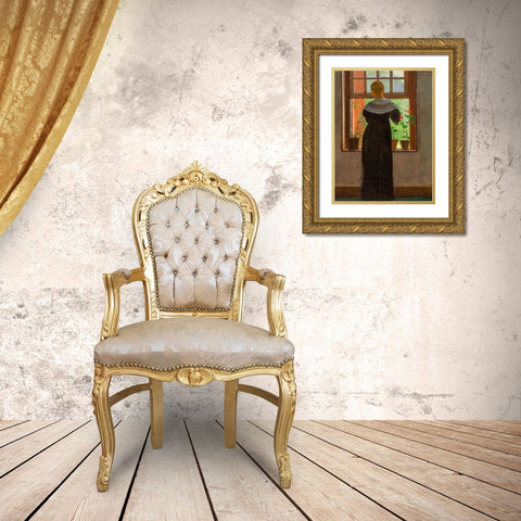 An Open Window Gold Ornate Wood Framed Art Print with Double Matting by Homer, Winslow