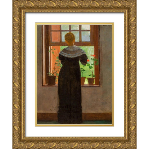 An Open Window Gold Ornate Wood Framed Art Print with Double Matting by Homer, Winslow