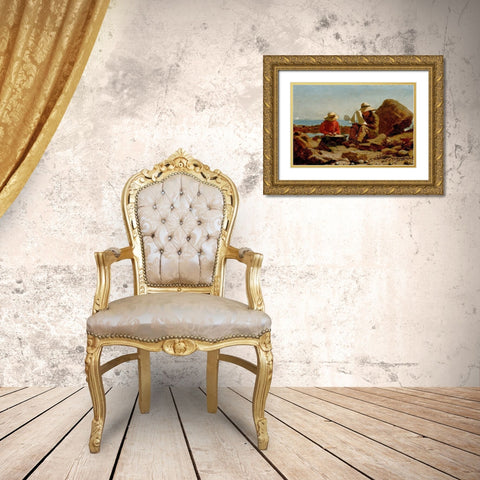 The Boat Builders Gold Ornate Wood Framed Art Print with Double Matting by Homer, Winslow