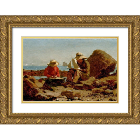 The Boat Builders Gold Ornate Wood Framed Art Print with Double Matting by Homer, Winslow