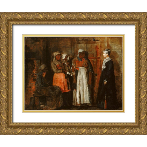 A Visit from the Old Mistress Gold Ornate Wood Framed Art Print with Double Matting by Homer, Winslow