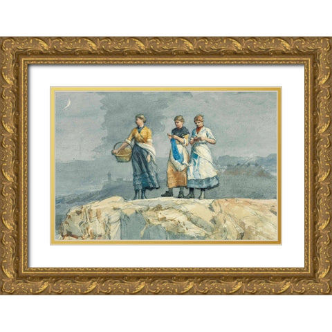 Where are the Boats Gold Ornate Wood Framed Art Print with Double Matting by Homer, Winslow