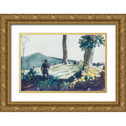 The Pioneer Gold Ornate Wood Framed Art Print with Double Matting by Homer, Winslow