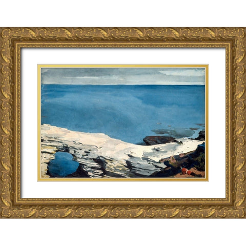 Natural Bridge, Bermuda Gold Ornate Wood Framed Art Print with Double Matting by Homer, Winslow