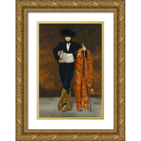 Young man dressed as a majo Gold Ornate Wood Framed Art Print with Double Matting by Manet, Edouard