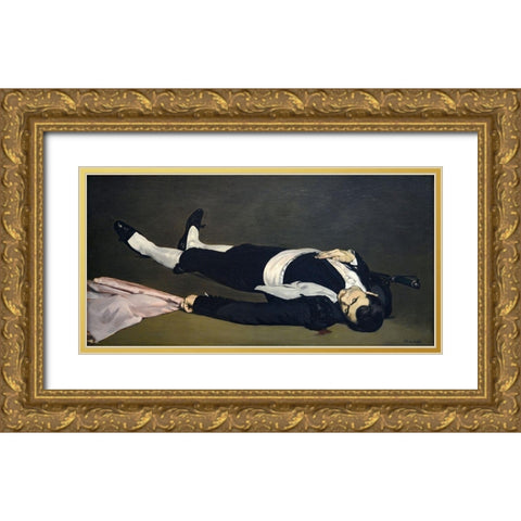 The Dead Toreador Gold Ornate Wood Framed Art Print with Double Matting by Manet, Edouard