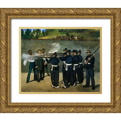 The Execution of Emperor Maximilian of Mexico, June 19, 1867 Gold Ornate Wood Framed Art Print with Double Matting by Manet, Edouard