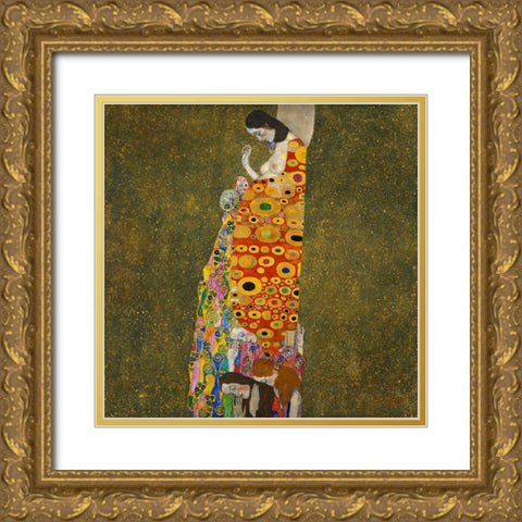 Hope, II Gold Ornate Wood Framed Art Print with Double Matting by Klimt, Gustav