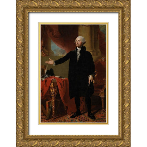 George Washington Gold Ornate Wood Framed Art Print with Double Matting by Stuart, Gilbert