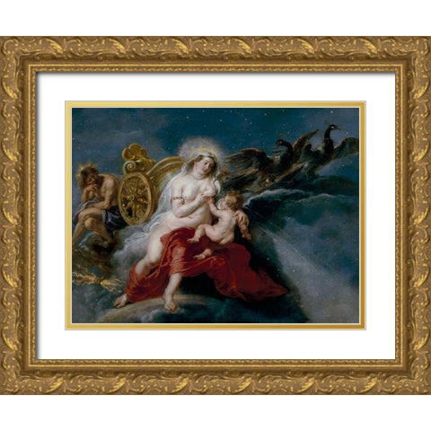 The Origin of the Milky Way Gold Ornate Wood Framed Art Print with Double Matting by Rubens, Peter Paul