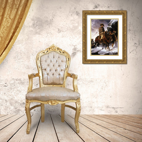 Napoleon Crossing the Alps Gold Ornate Wood Framed Art Print with Double Matting by Delaroche, Paul