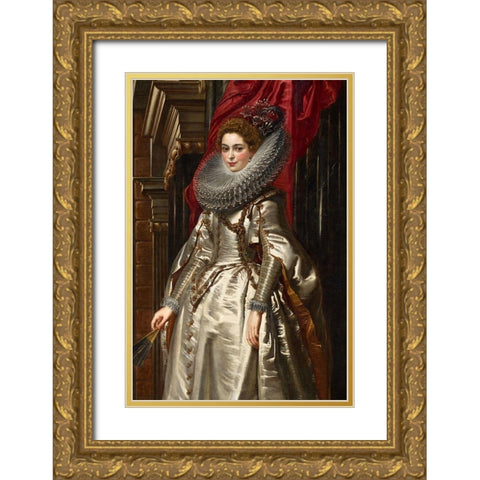 Marchesa Brigida Spinola Doria  Gold Ornate Wood Framed Art Print with Double Matting by Rubens, Peter Paul
