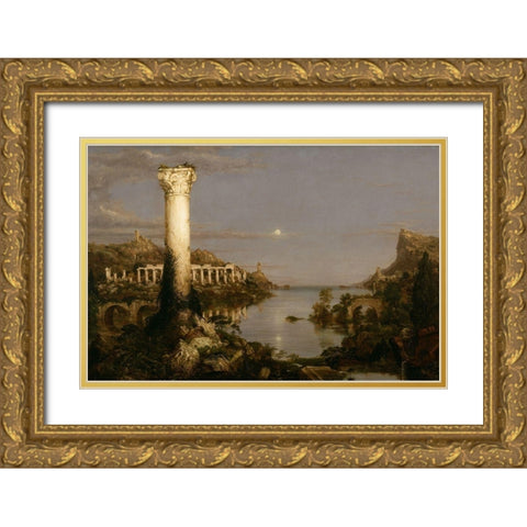The Course of Empire Desolation Gold Ornate Wood Framed Art Print with Double Matting by Cole, Thomas