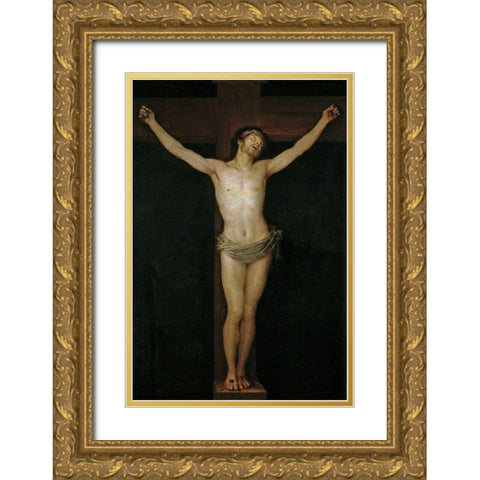 Christ on the Cross Gold Ornate Wood Framed Art Print with Double Matting by Goya, Francisco