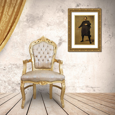 Portrait of Pablo de Valladolid Gold Ornate Wood Framed Art Print with Double Matting by Velazquez, Diego