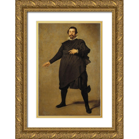Portrait of Pablo de Valladolid Gold Ornate Wood Framed Art Print with Double Matting by Velazquez, Diego