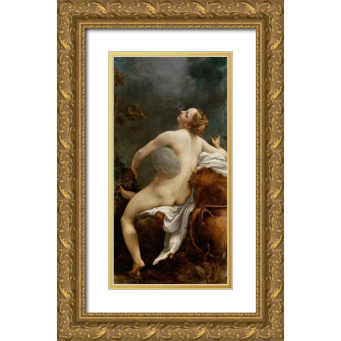 Jupiter and Io Gold Ornate Wood Framed Art Print with Double Matting by Correggio