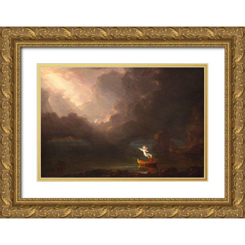 The Voyage of Life Old Age Gold Ornate Wood Framed Art Print with Double Matting by Cole, Thomas