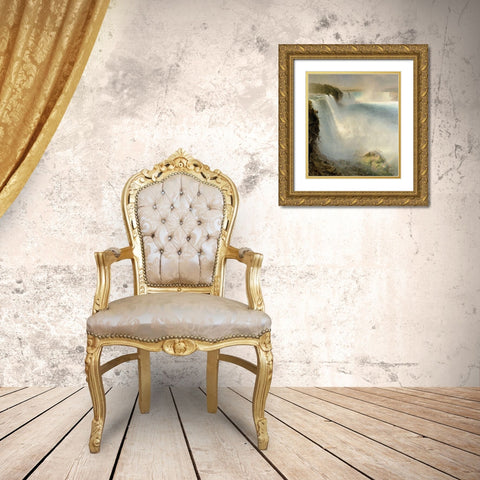 Niagara Falls, from the American Side Gold Ornate Wood Framed Art Print with Double Matting by Church, Frederic Edwin