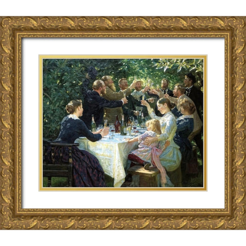 Hip, Hip, Hurrah Gold Ornate Wood Framed Art Print with Double Matting by Kroyer, Peder Severin