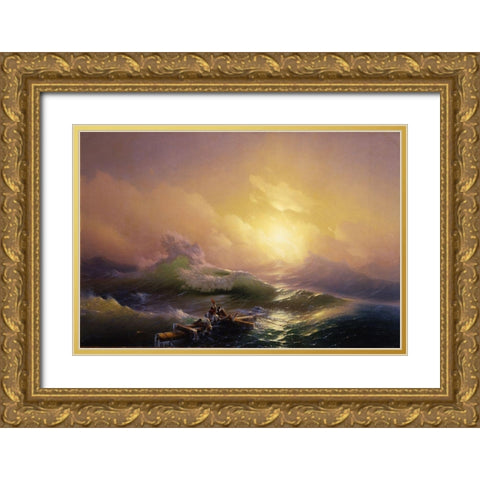 The Ninth Wave Gold Ornate Wood Framed Art Print with Double Matting by Aivazovsky, Ivan