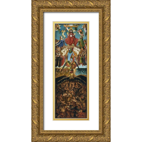 Crucifixion and Last Judgement diptych, right panel Gold Ornate Wood Framed Art Print with Double Matting by van Eyck, Jan