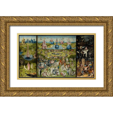 The Garden of Earthly Delights Gold Ornate Wood Framed Art Print with Double Matting by Bosch, Hieronymus