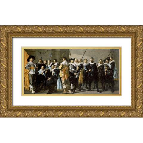 Meagre Company Gold Ornate Wood Framed Art Print with Double Matting by Hals, Frans