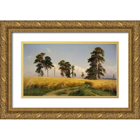 Rye Fields Gold Ornate Wood Framed Art Print with Double Matting by Shishkin, Ivan