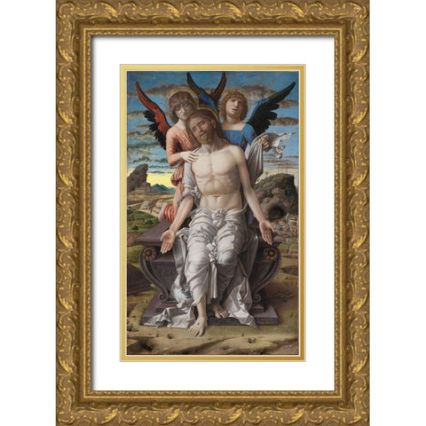 Christ as the Suffering Redeemer Gold Ornate Wood Framed Art Print with Double Matting by Mantegna, Andrea