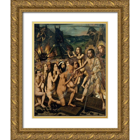 Descent of Christ into Limbo Gold Ornate Wood Framed Art Print with Double Matting by Bermejo, Bartolome