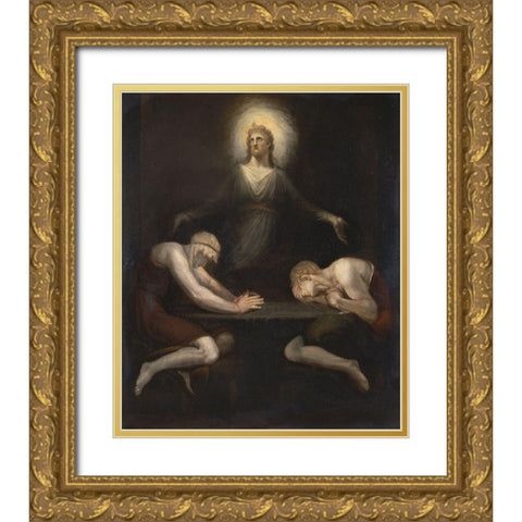 Christ Disappearing at Emmaus Gold Ornate Wood Framed Art Print with Double Matting by Fuseli, Henry