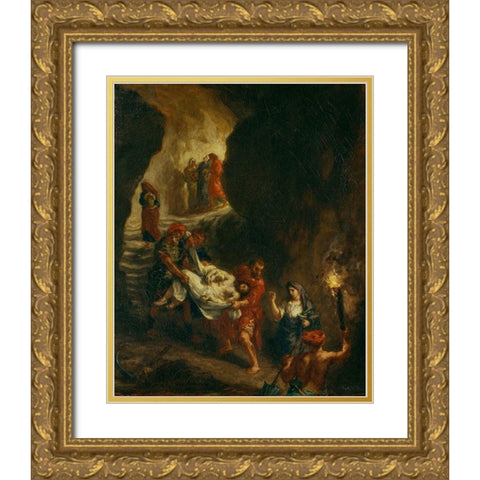 Christ Carried Down to the Tomb Gold Ornate Wood Framed Art Print with Double Matting by Delacroix, Eugene