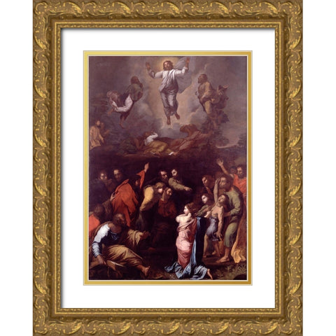 The Transfiguration Gold Ornate Wood Framed Art Print with Double Matting by Raphael