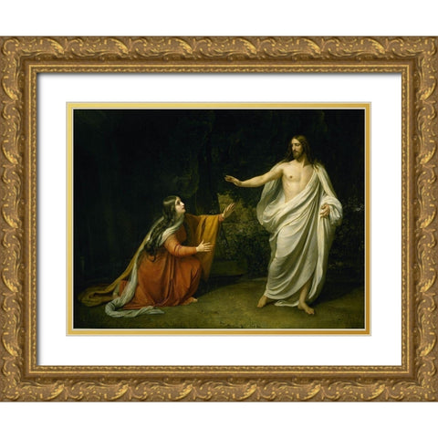 Christs Appearance to Mary Magdalene after the Resurrection Gold Ornate Wood Framed Art Print with Double Matting by Ivanov, Alexander