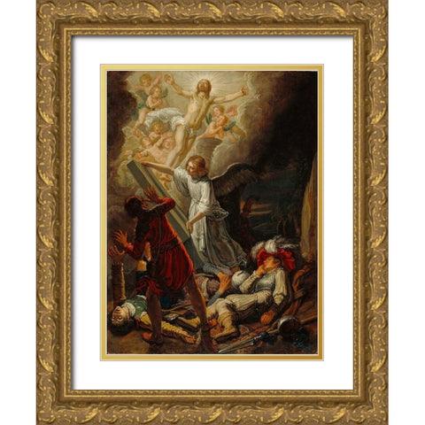 The Resurrection Gold Ornate Wood Framed Art Print with Double Matting by Lastman, Pieter