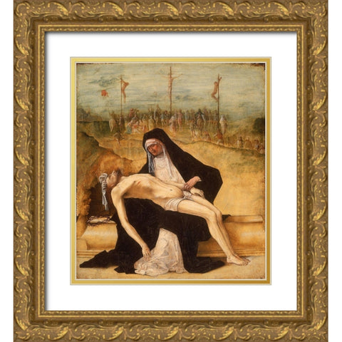 Pieta Gold Ornate Wood Framed Art Print with Double Matting by de’ Roberti, Ercole